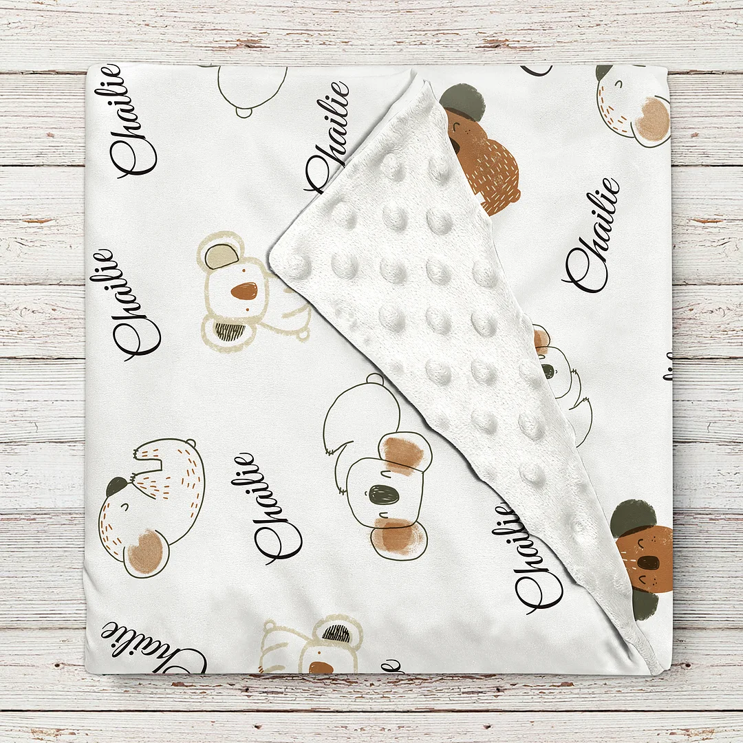 Australian Style Koala Personalized Baby Name Blanket 