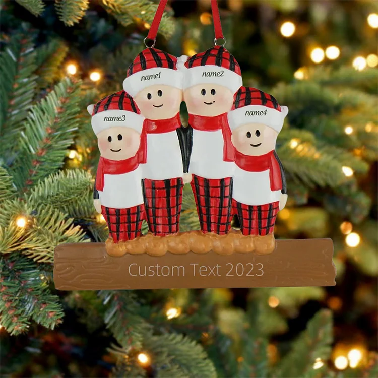 Navidad-Muñecos Ornamentos Navideños 4 Nombres con Texto Personalizados Adorno
