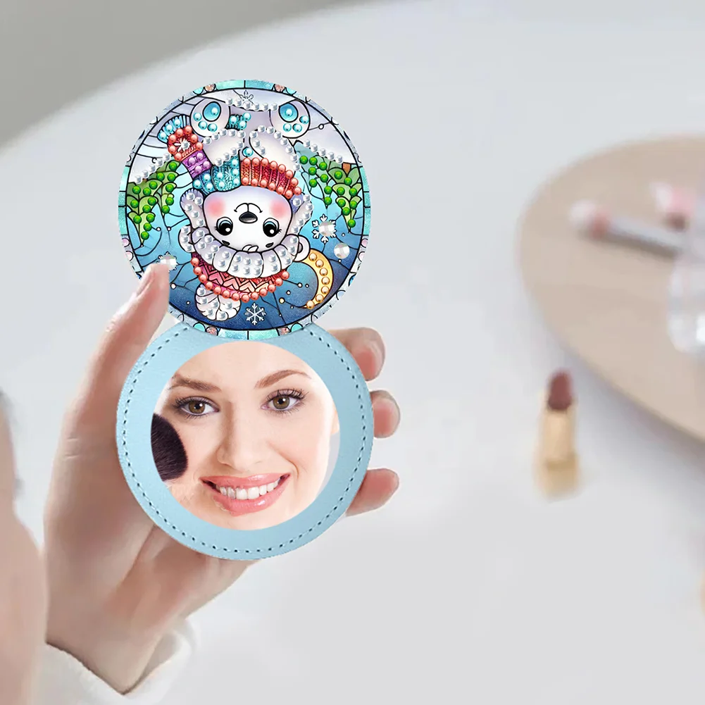 DIY Diamond Art Portable Cosmetic Mirror for Home Office Craft (Merry Christmas)