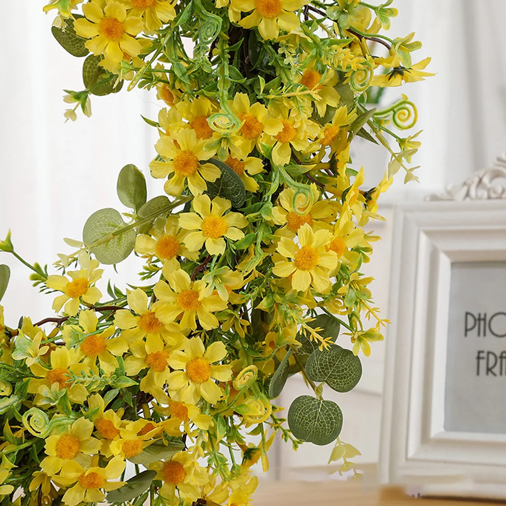 Spring natural rattan ring simulation winter jasmine wreath props decoration