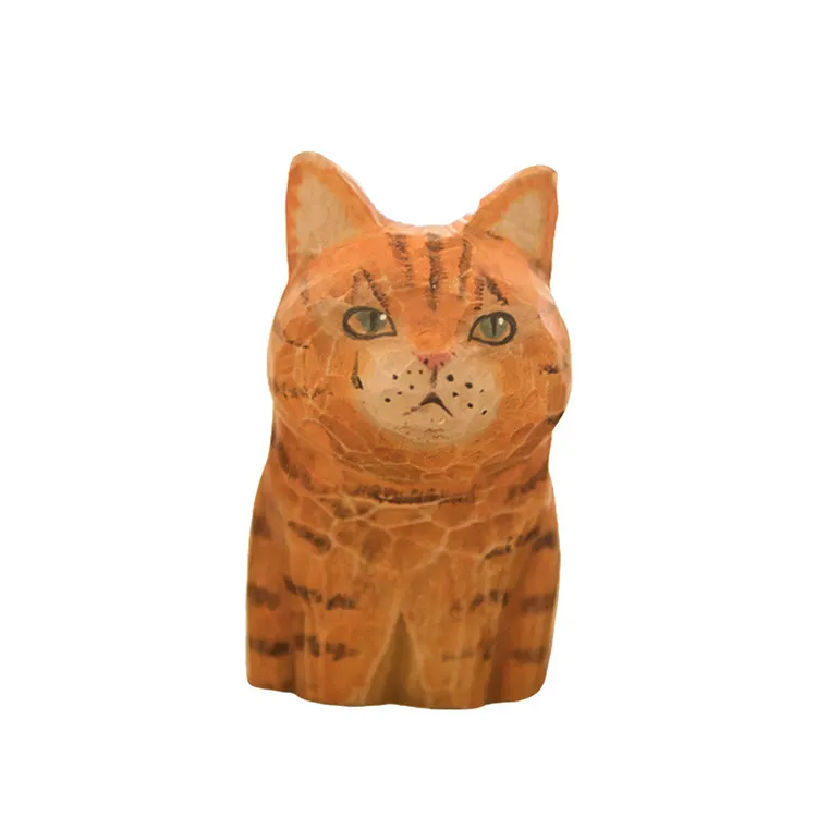Wooden Carved Retro Cat Creative Ornament