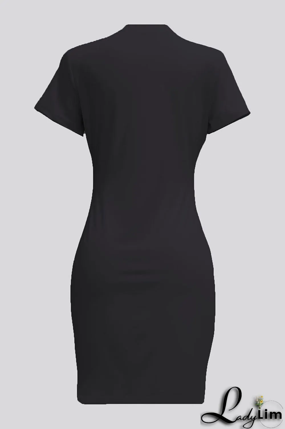 Black Street Print Patchwork O Neck Pencil Skirt Dresses
