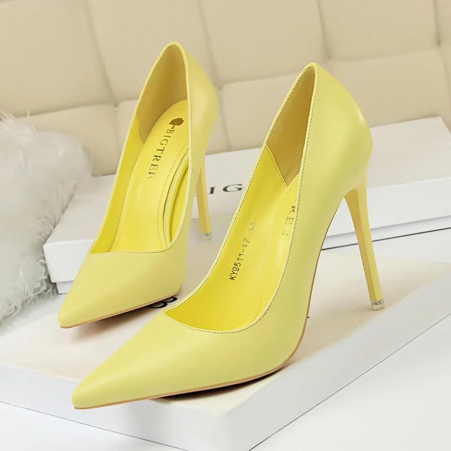 Fashion simple stiletto high-heeled shallow pointy shoes