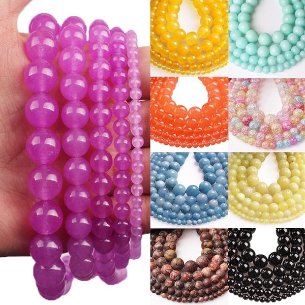 80 different styles of natural stone beads, chalcedony agate round beads, loose beads, used in jewelry making DIY bracelets and necklaces - Shop Trendy Women's Fashion | TeeYours