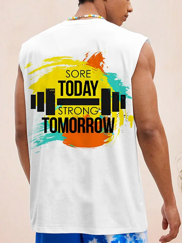 Men's Sore Today Strong Tomorrow Art Print Workout Tank Top