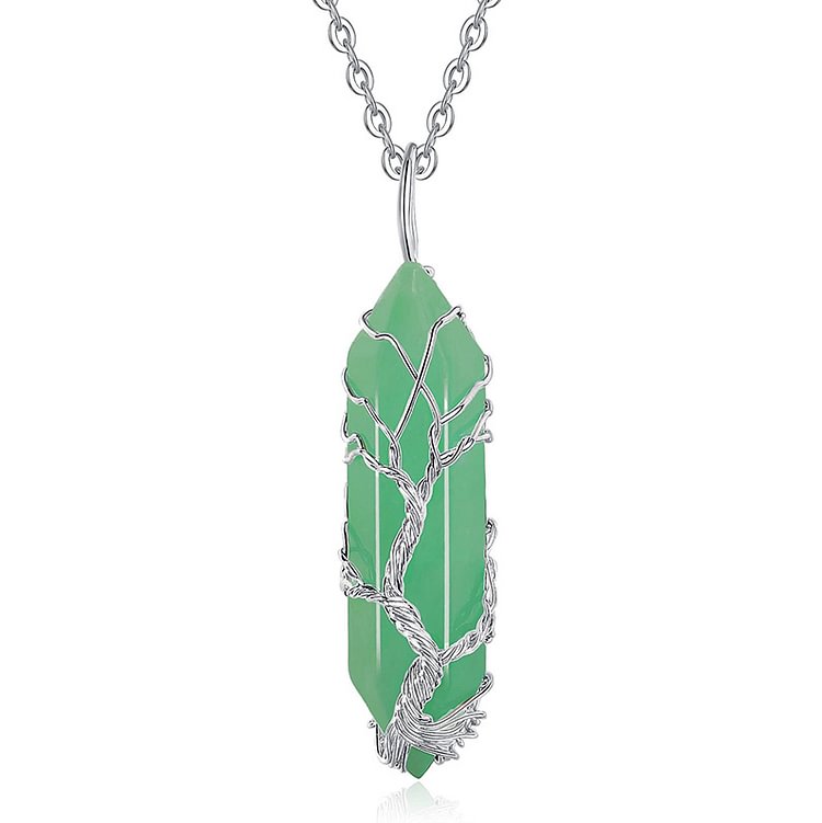 olivenorma tree of life crystal necklace green aventurine