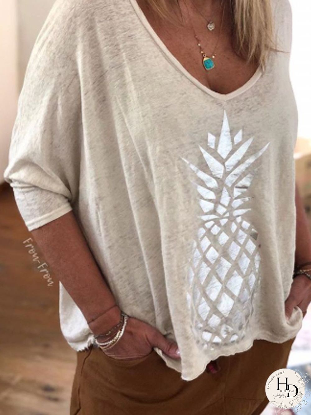 White Cotton Half Sleeve T-shirt