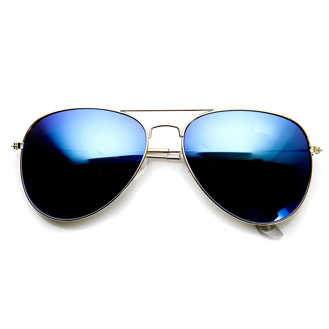 Classic Gold Frame Color Mirror Lens Aviator glasses 60mm