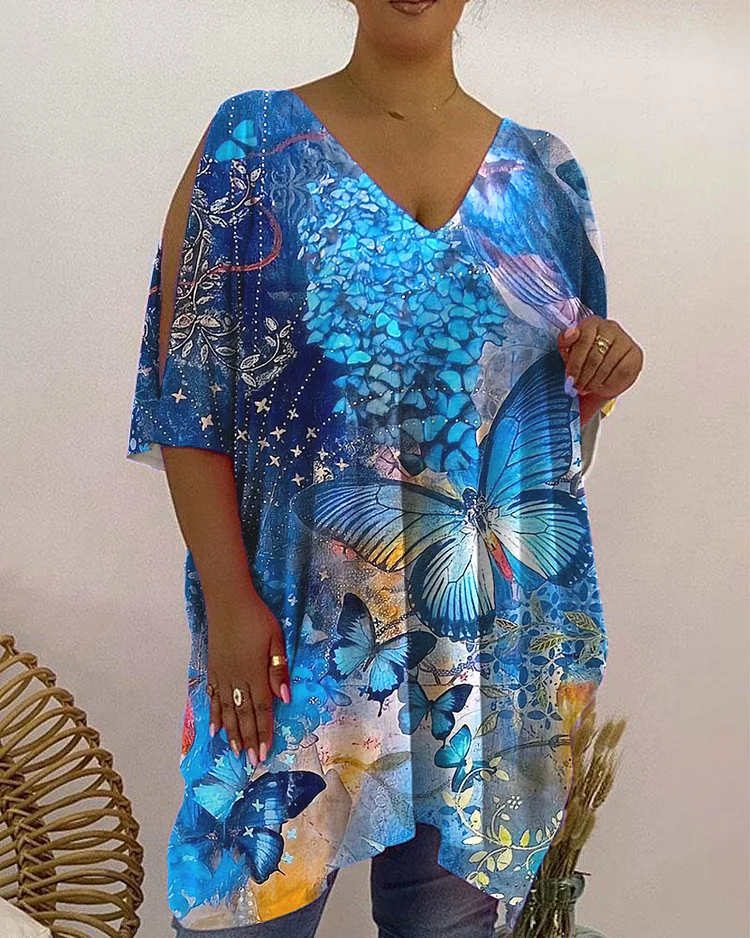 V-Neck Casual Print Women's Top