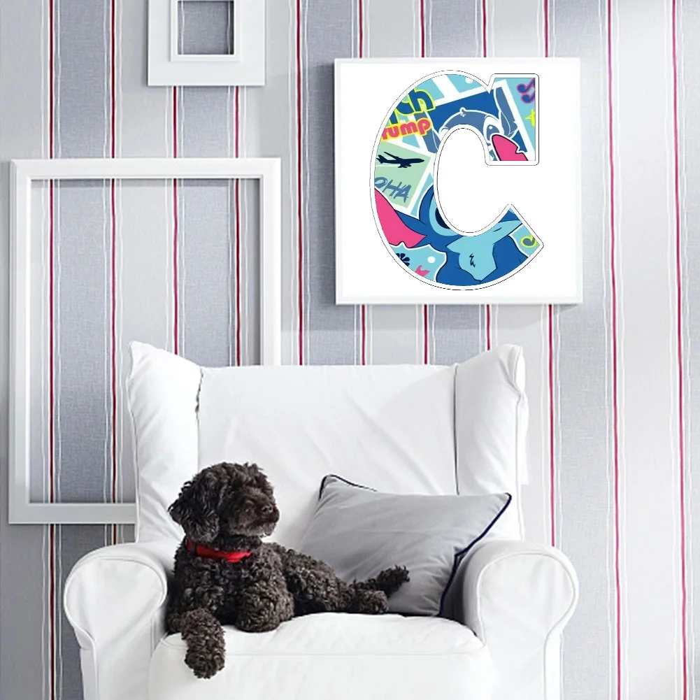 Full Round Diamond Painting 30*30cm - Stitch Letter C