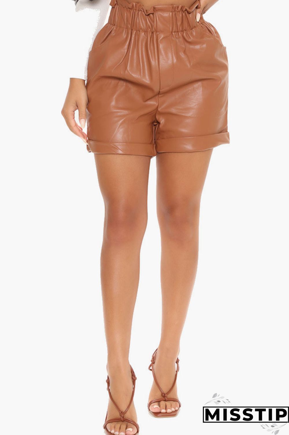 Black Fashion Casual Solid Patchwork Fold Straight High Waist Straight Solid Color Bottoms