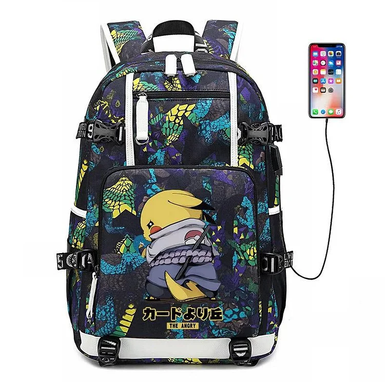 Mayoulove Game Pokemon Pikachu #2 USB Charging Backpack School NoteBook Laptop Travel Bags-Mayoulove