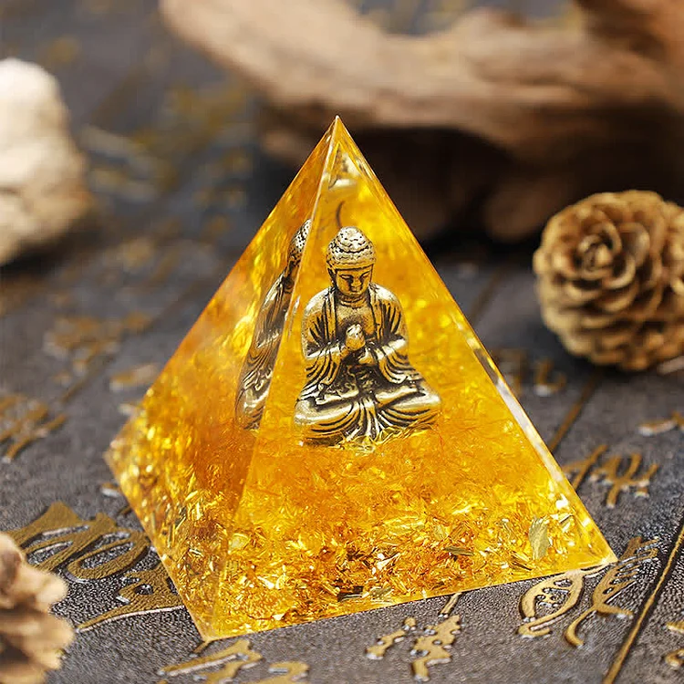 Natural Citrine With Buddha Enlightenment Orgone Pyramid