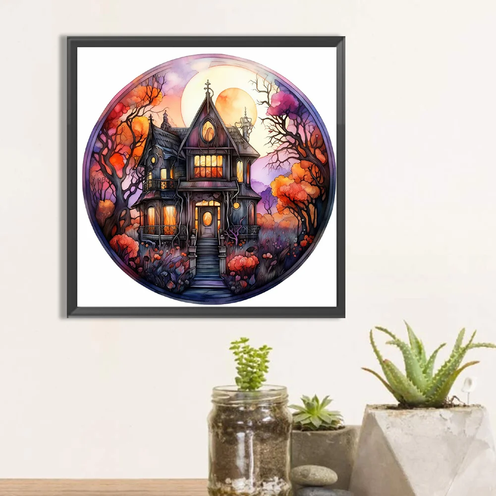 Full Round Diamond Painting 30*30cm - Horror Atmosphere House