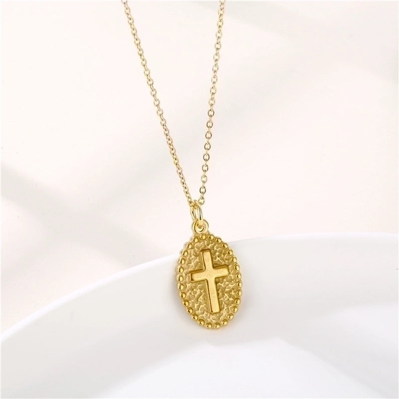 Stainless Steel Titanium Steel 18K Gold Plated Shiny Plating Inlay Rabbit Angel Snake Zircon Pendant Necklace