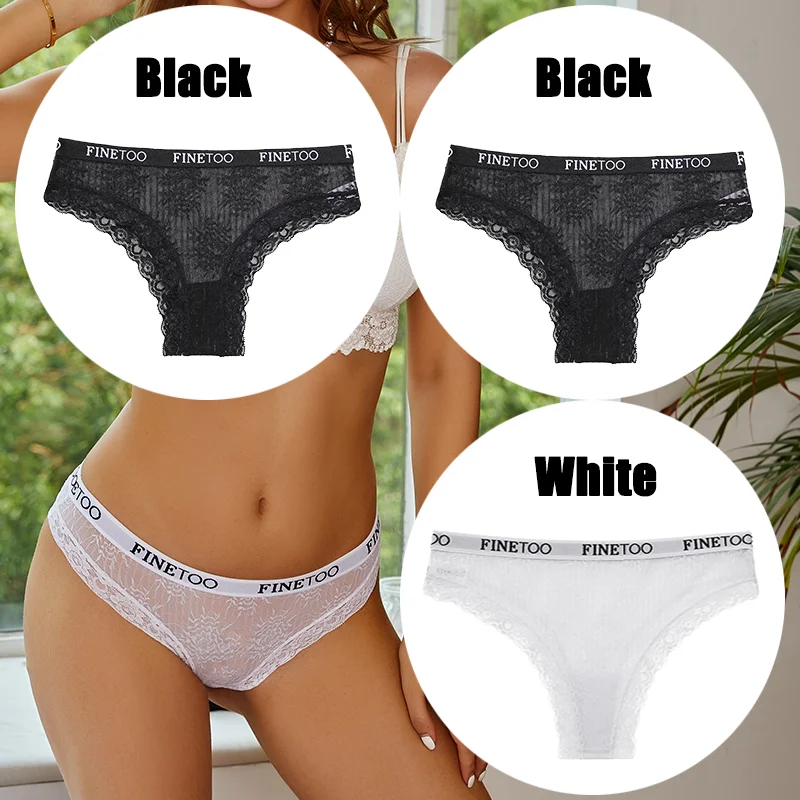 Billionm FINETOO Women Sexy Lace Panties Floral Perspective Underwear Intimates Brazilian Pant Female Breathable Thong Soft Lingerie