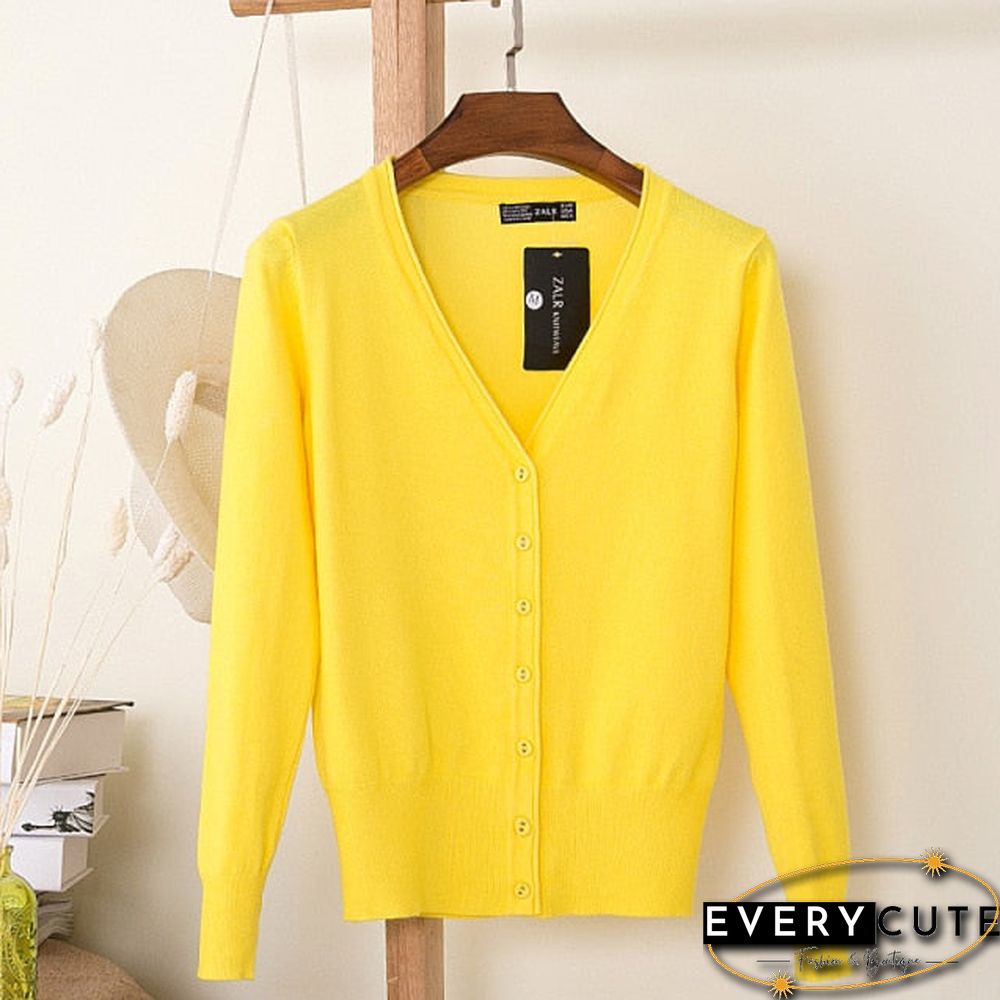 Casual Women Knitted Cardigan Sweater Autumn Winter Women Solid Color V-Neck Long Sleeve Plus Size Crochet Knit Sweater Coat