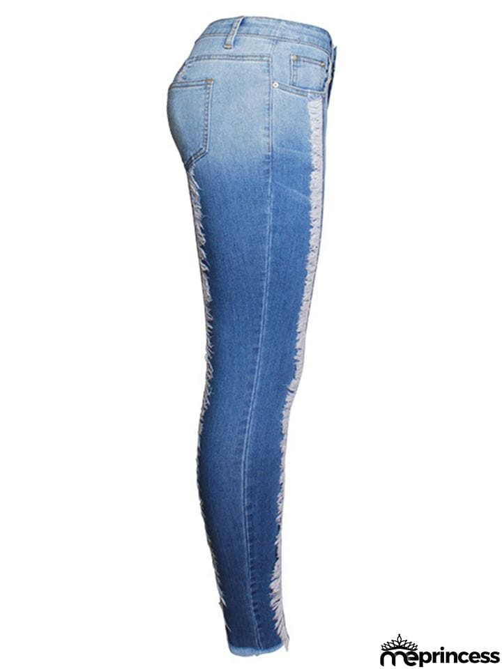 Women's Fashion Slim Fit Tassels Denim Pants