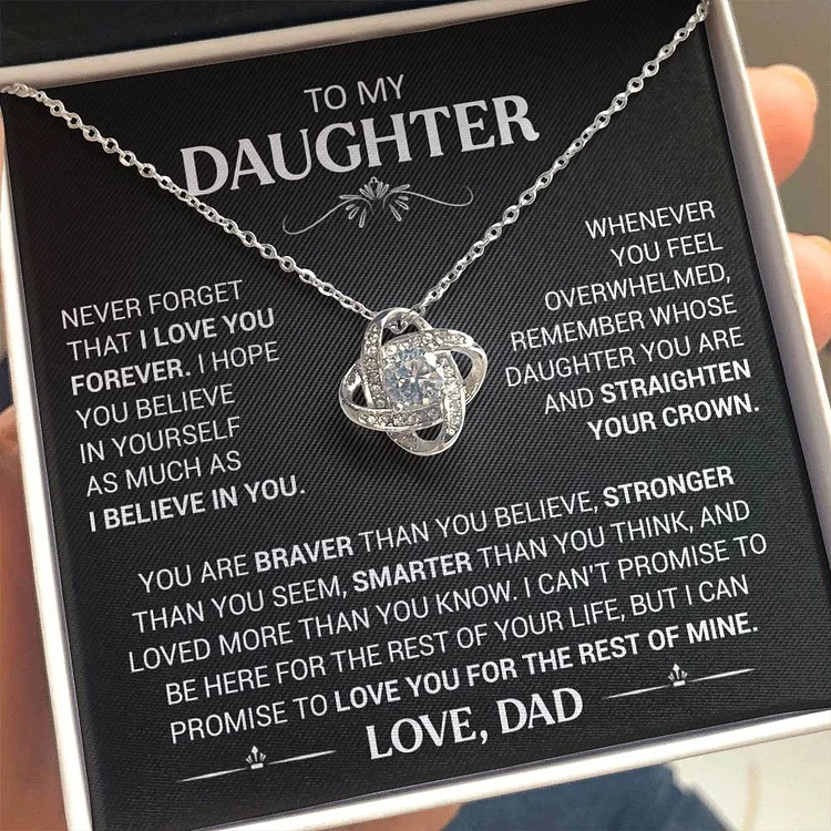 To My Daughter Love Knot Necklace Dad to Daughter Necklace Special Birthday Gift for Her - Never Forget That I Love You Forever