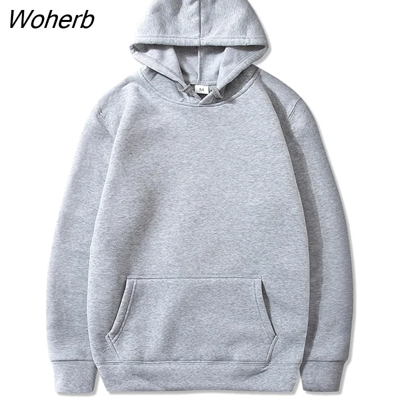 Woherb Men Harajuku Hoodies Sweatshirts Oversized 2023 Men Women Streetwear Black Hoodie Male Hiphop Winter Basic Hoodies 305-1