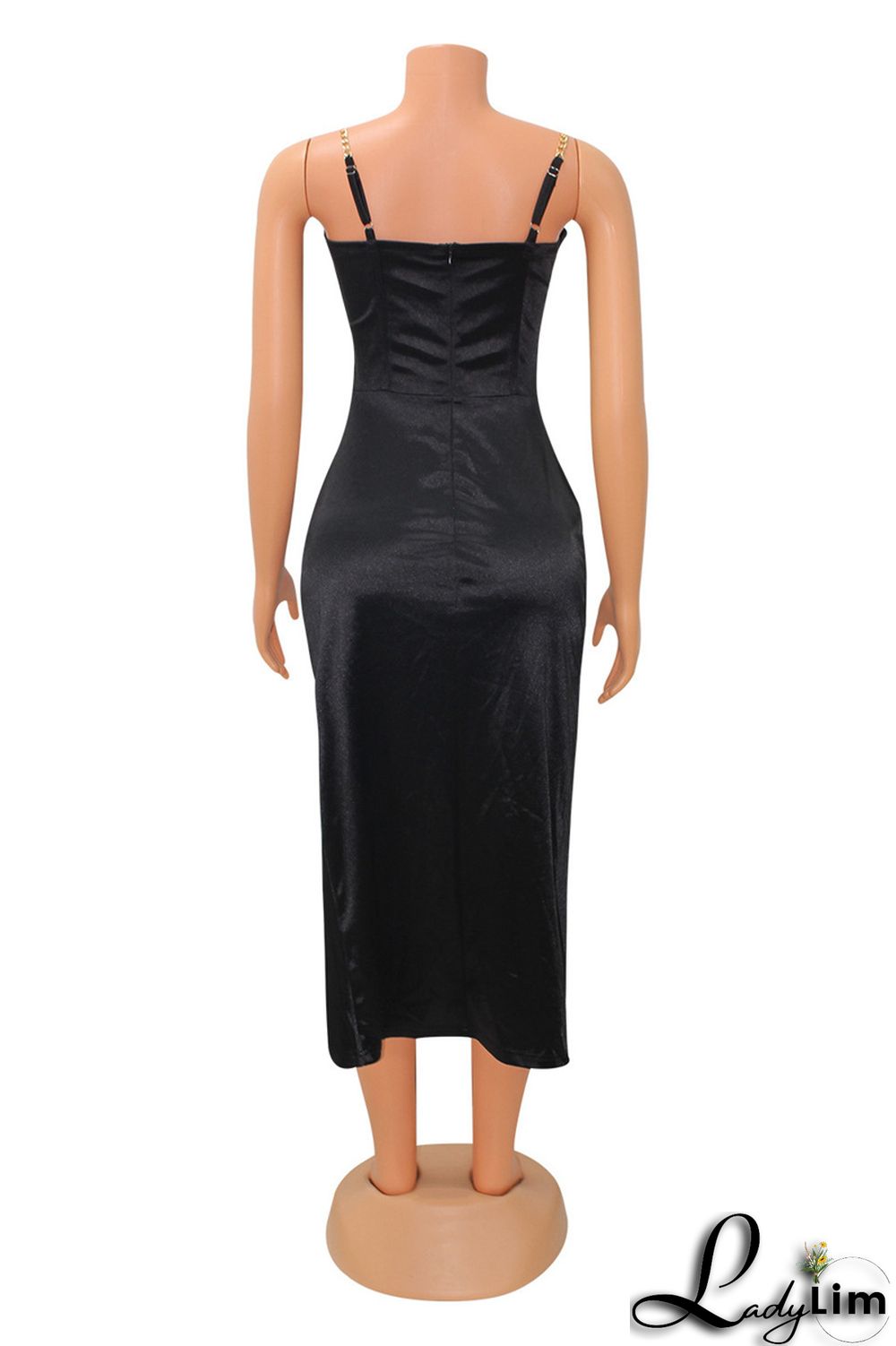 Green Fashion Sexy Solid Patchwork Slit Spaghetti Strap Sleeveless Dress Dresses