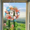 (US Only)2D Flat DIY Seashell Starfish Wreath 5D Diamond Hanging Clock Art Craft for Home