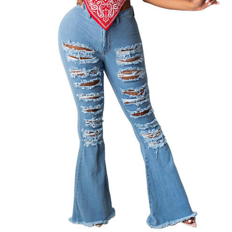 Women's Ripped Washed Jeans-luchamp:luchamp