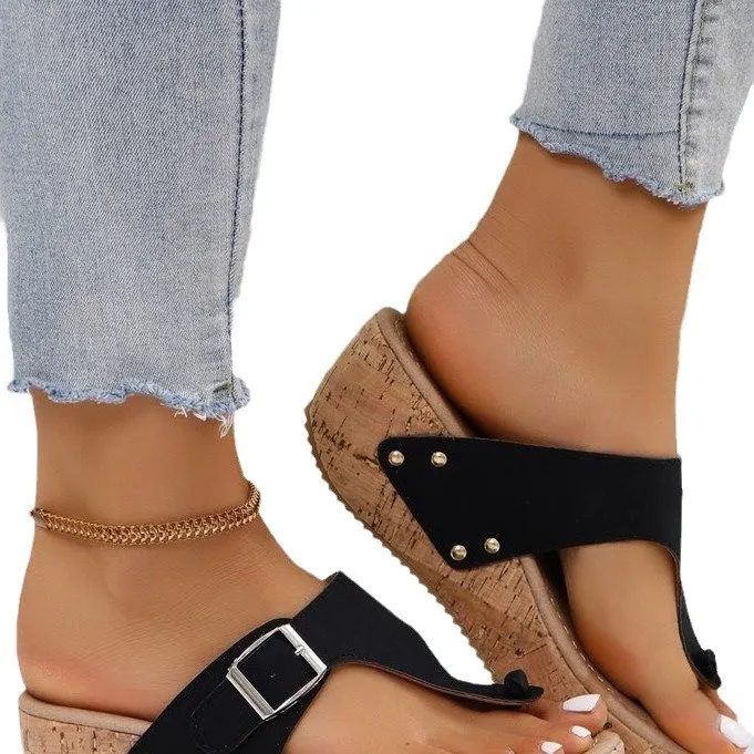 Breakj Breakj Thick-Soled Women's Shoes In The Summer Of 2025 Large-Size Wish Slopes And Women's Toe Slippers