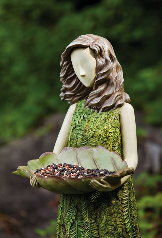 sherwood fern fairy statuary with bird feeder