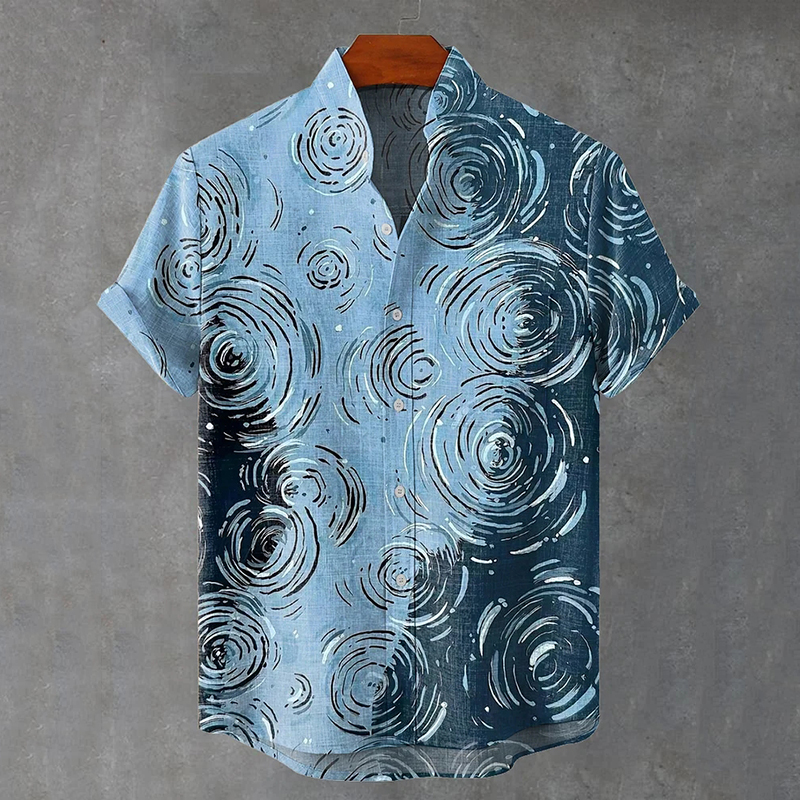 Water Ripples Vintage Art Print Casual Cotton Shirt  artssus