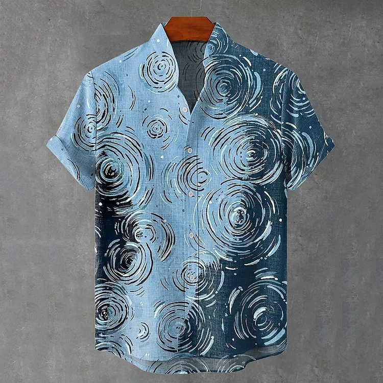 Water Ripples Vintage Art Print Casual Cotton Shirt
