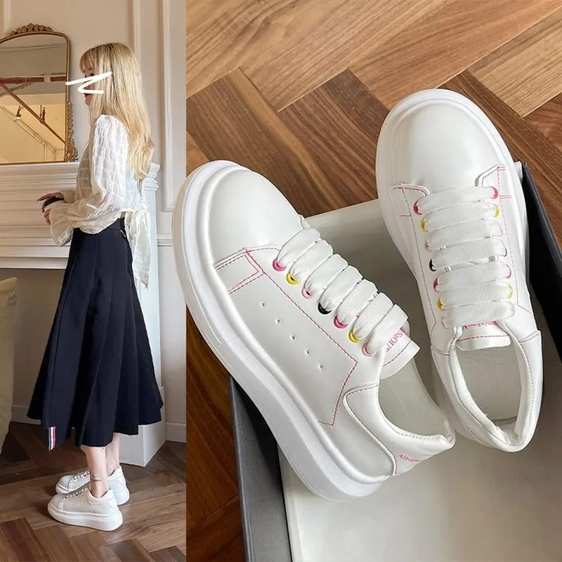 2021 Women's Sneakers Star Contrast Platform Shoes Fashion Students Wild Runing Shoes Ladies Casual Comfy Chunky Sport Shoes