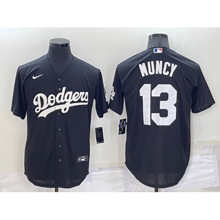 Men's Los Angeles Dodgers #13 Max Muncy Black Cool Base Stitched Baseball Jersey Y83J