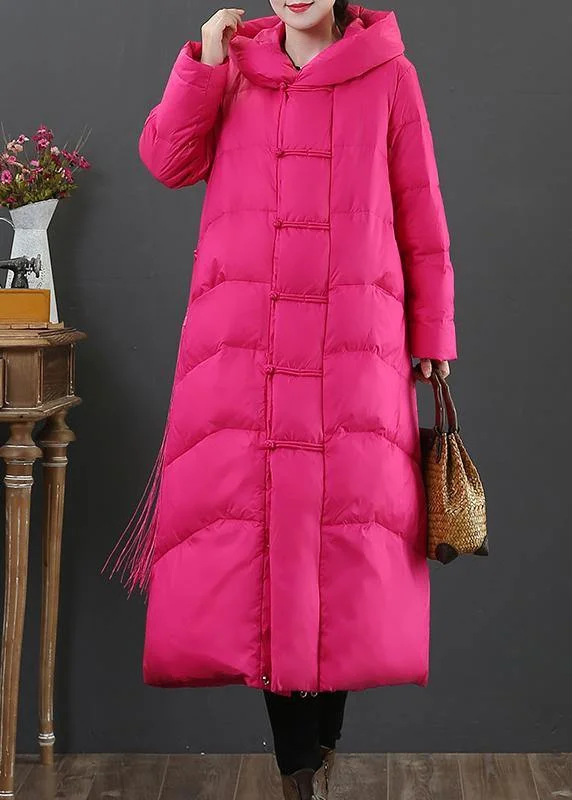 Luxury trendy plus size snow jackets Jackets rose hooded zippered down jacket