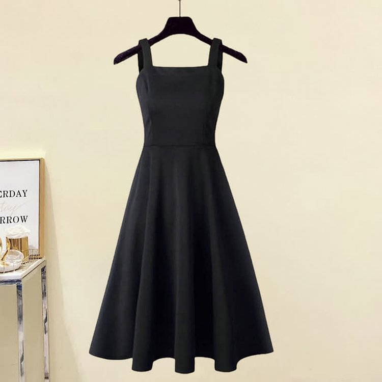 Round Collar Lace Up Knit Sweater Slip Dress Two Pieces Set - Modakawa modakawa