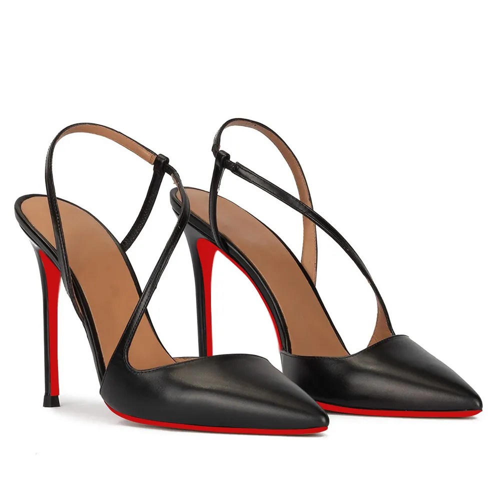 100mm Spotlight Wavy Straps Sandals High Heel Sandals Red Bottom Pumps-vocosishoes