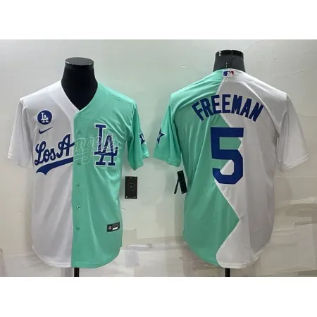 Men's Los Angeles Dodgers #5 Freddie Freeman 2022 All-Star White/Green Cool Base Stitched Baseball Jersey UZHQ