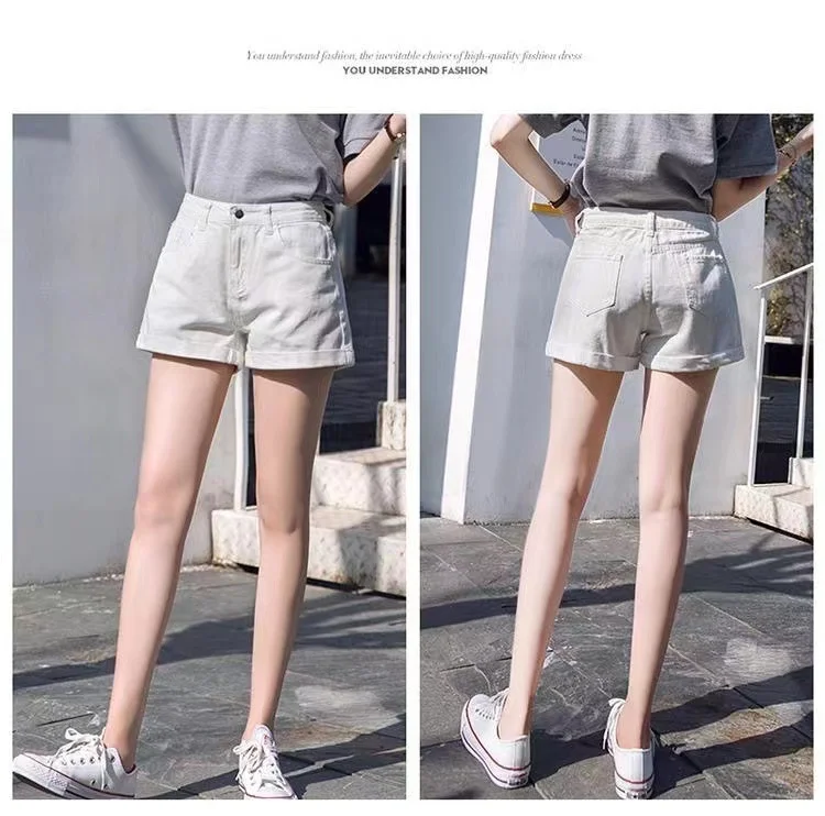 Brownm Brownm Waist Black Denim Shorts Female Summer Students Loose Thin A-Word Wide Leg Pants Hot Pants Korean Version Tide
