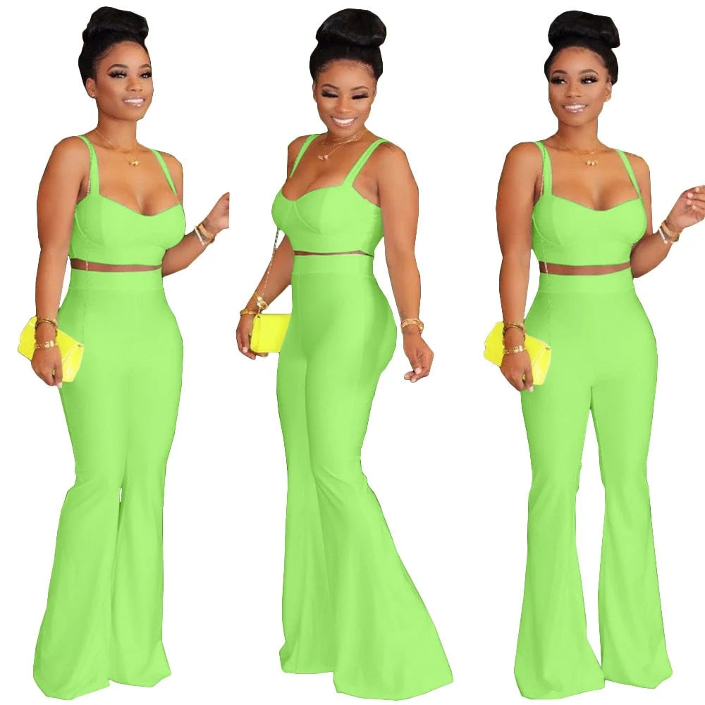 2020 Women Sets Summer Tracksuits Strap Top+Pants Suit Two Piece Set Night Club Party Elegant Sporty Casual 2 pcs Street GL8892