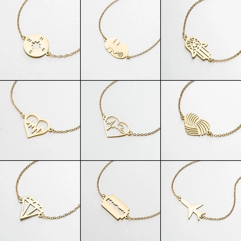 Minimalist Geometric 201 Stainless Steel 18K Gold Plated Bracelets In Bulk