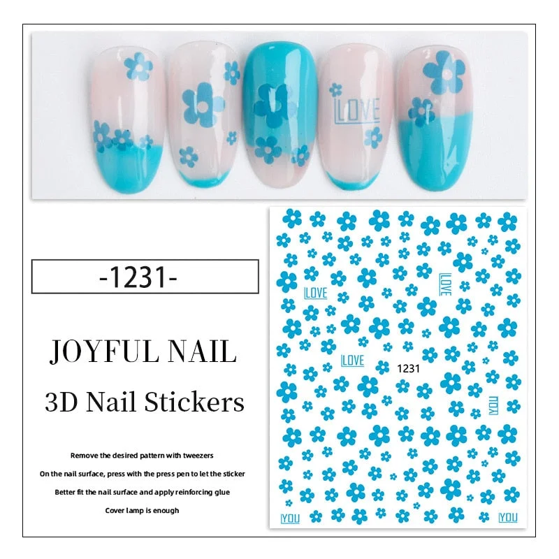 3D Rose Flowers Butterfly Sticker Sliders for Nails Elegant Leaf Floral Design Decals DIY Nail Art Decorations