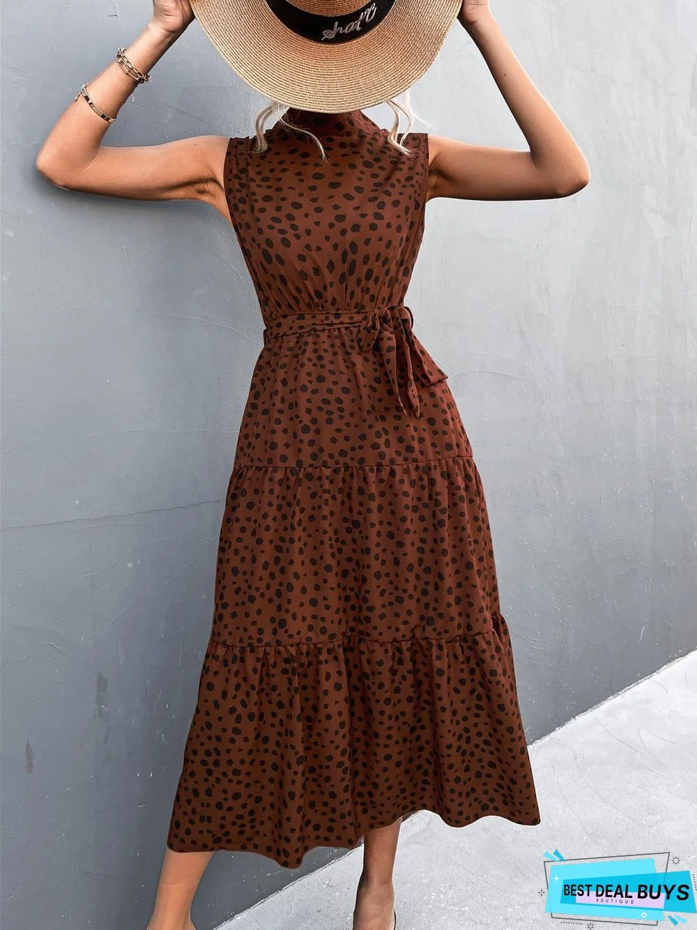 Belts Tied Sleeveless Ladies' Dresses In Long Skirts