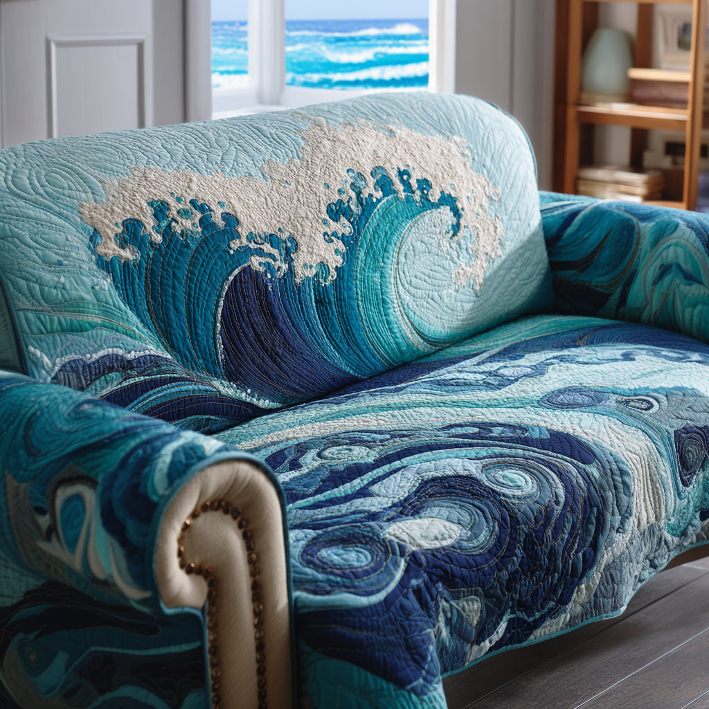 Sea Harmony Quilted Sofa Cover NCU0NT11799 everthome