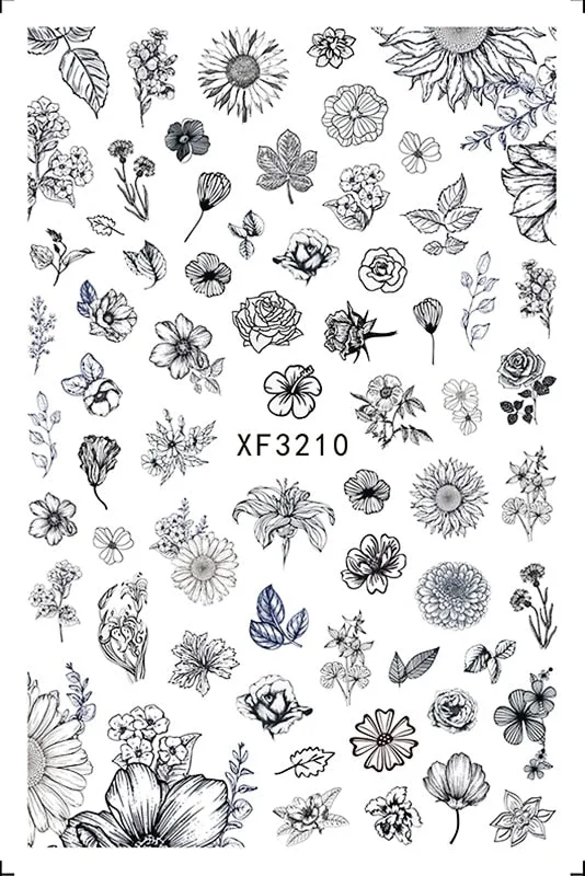 Nail Art Stickers Green Nature Manicure Nails Design Decal Back Glue Decoration Plant Leaf Nail Art Decals Sticker Decor