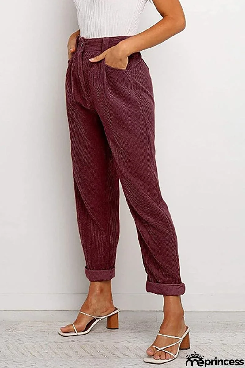 High Waisted Baggy Corduroy Pant