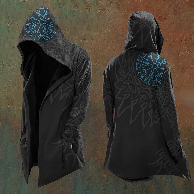 Comstylish Men'S Vintage Viking Totem Art Hooded Jacket