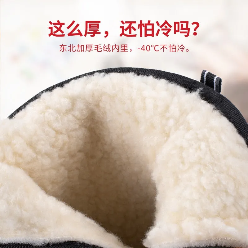 2021 winter new thick couple snow boots plus velvet warm outdoor leisure short boots Black platform snow boots women wedges