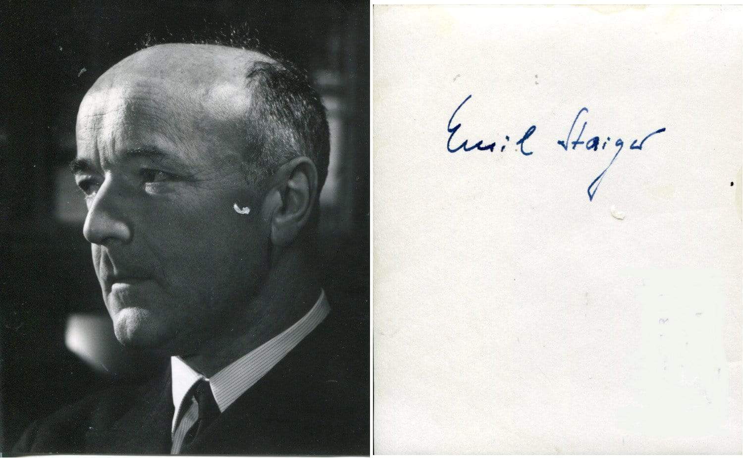 Emil Staiger autograph, Swiss germanist and literature specialist, signed Photo Poster painting