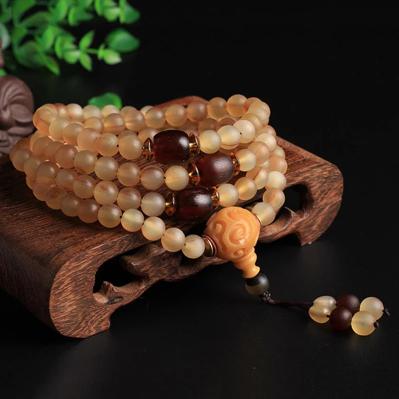 108 Beads Tibetan Sheep Horn Mala Balance Necklace Bracelet