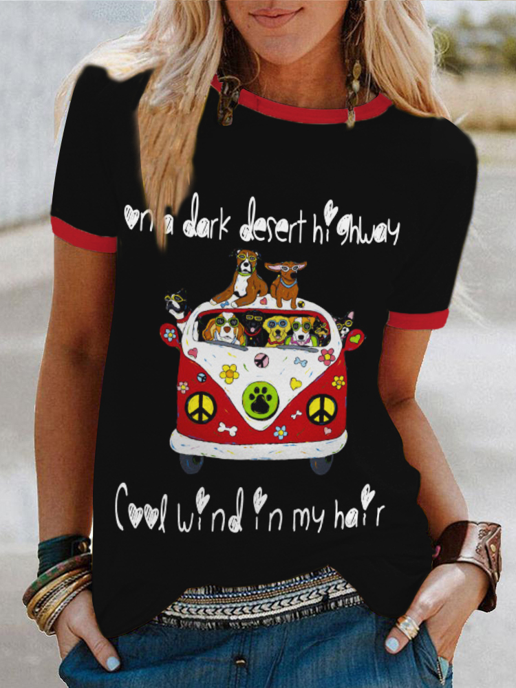 On A Dark Desert Highway Dog Feel Cool Wind In My Hair T Shirt wearshes